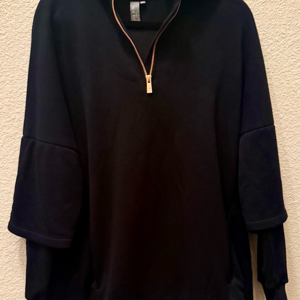 Sweaty Betty Women’s Black Zip-Up Double Hoodie with Kangaroo Pouch pocket